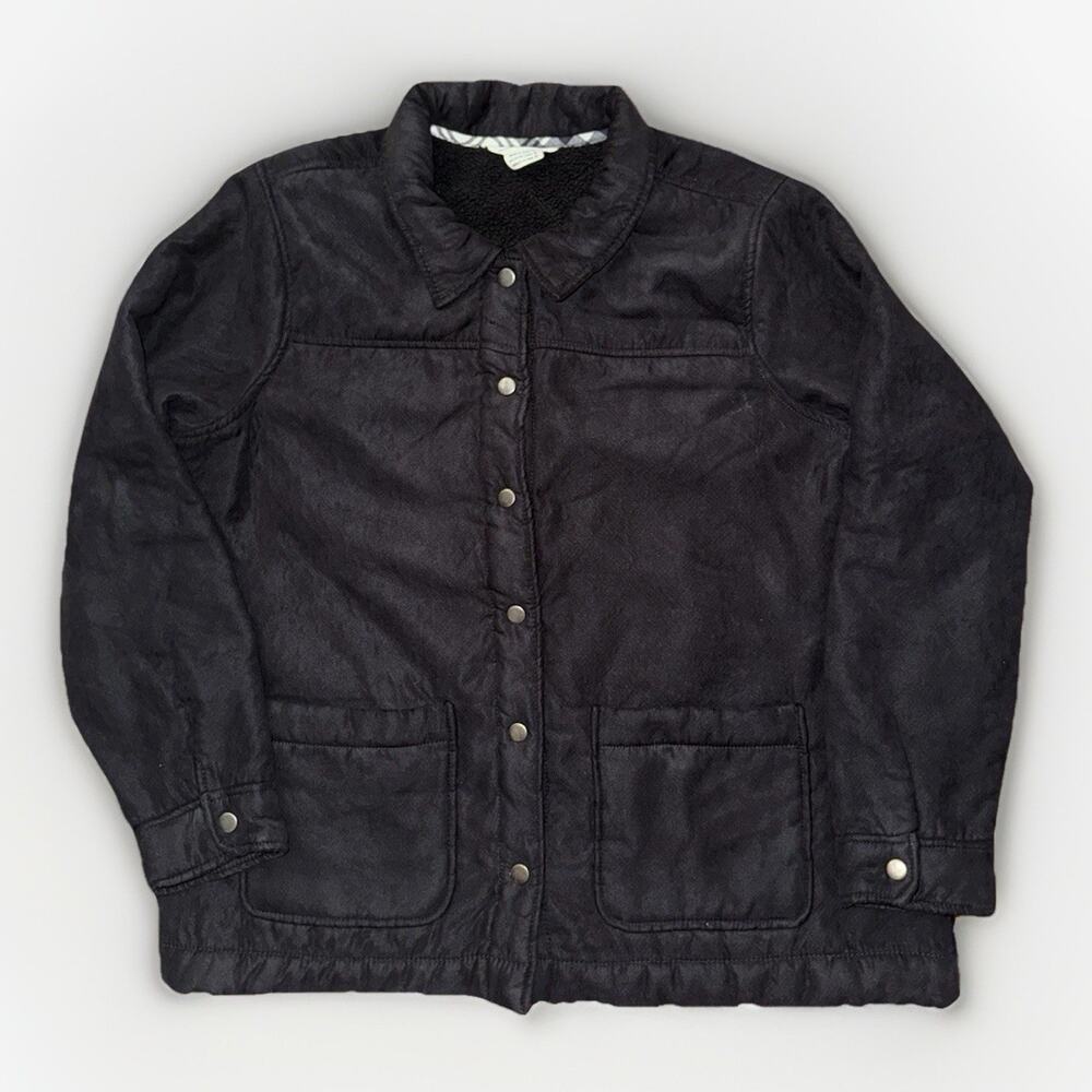 Boston Traders Women’s Faux Suede Fleece Lined Trucker Jacket Navy Blue XL 27x29